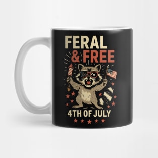 Feral & Free – Funny Patriotic Raccoon 4th of July Mug